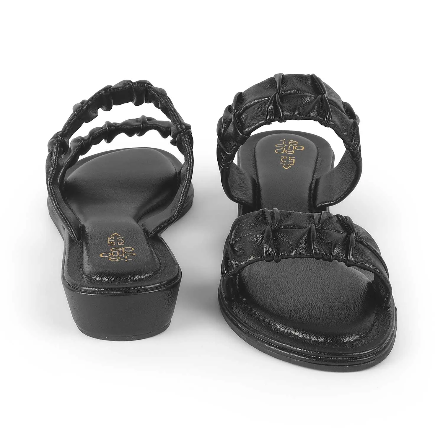 Tresmode Belo Black Women's Casual Small Wedge Sandals