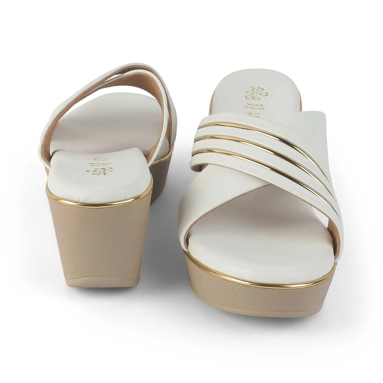 Tresmode Boise White Women's Dress Wedge Sandals