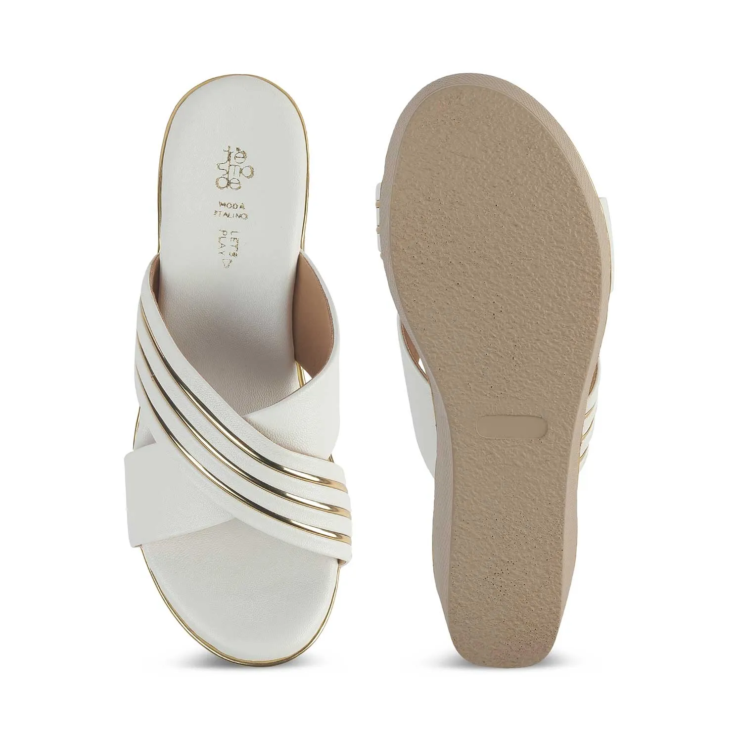 Tresmode Boise White Women's Dress Wedge Sandals