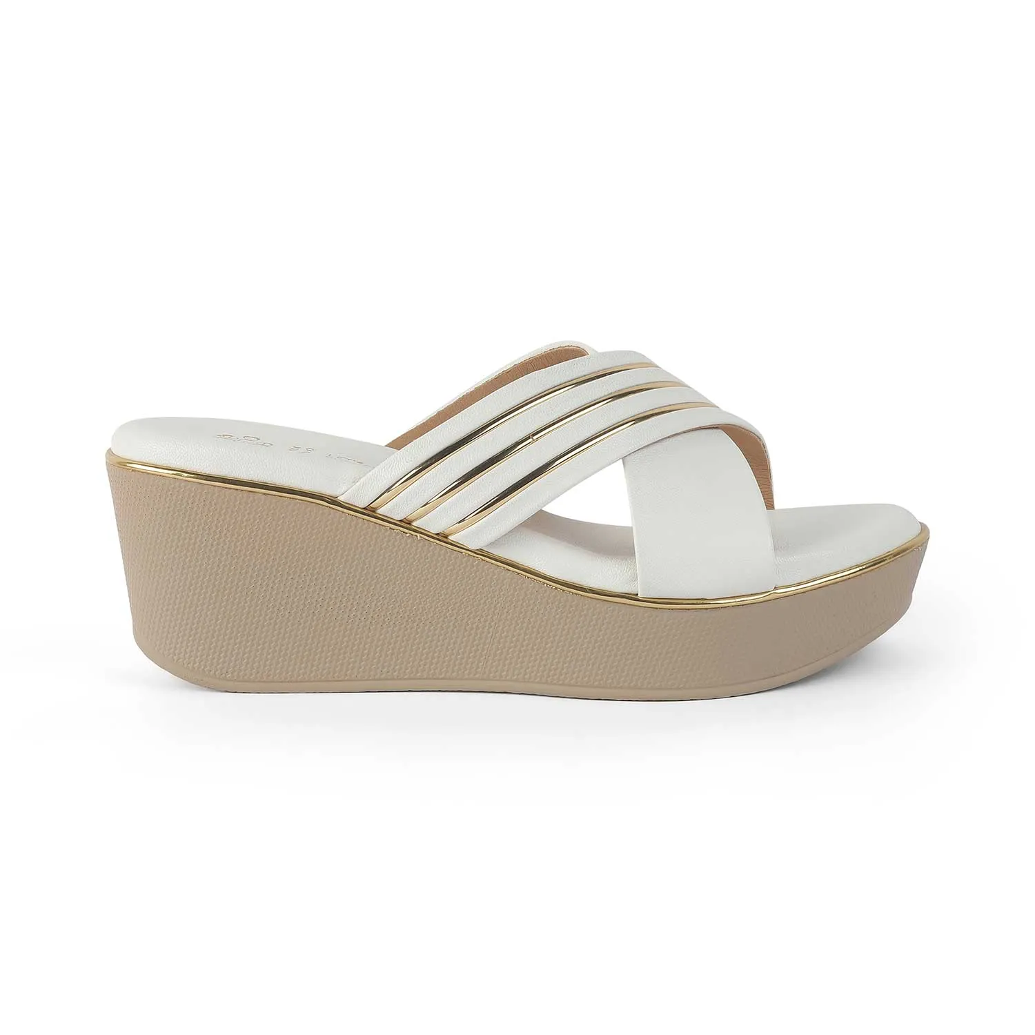 Tresmode Boise White Women's Dress Wedge Sandals