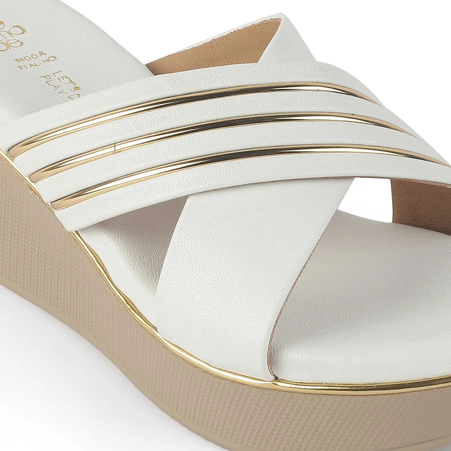 Tresmode Boise White Women's Dress Wedge Sandals