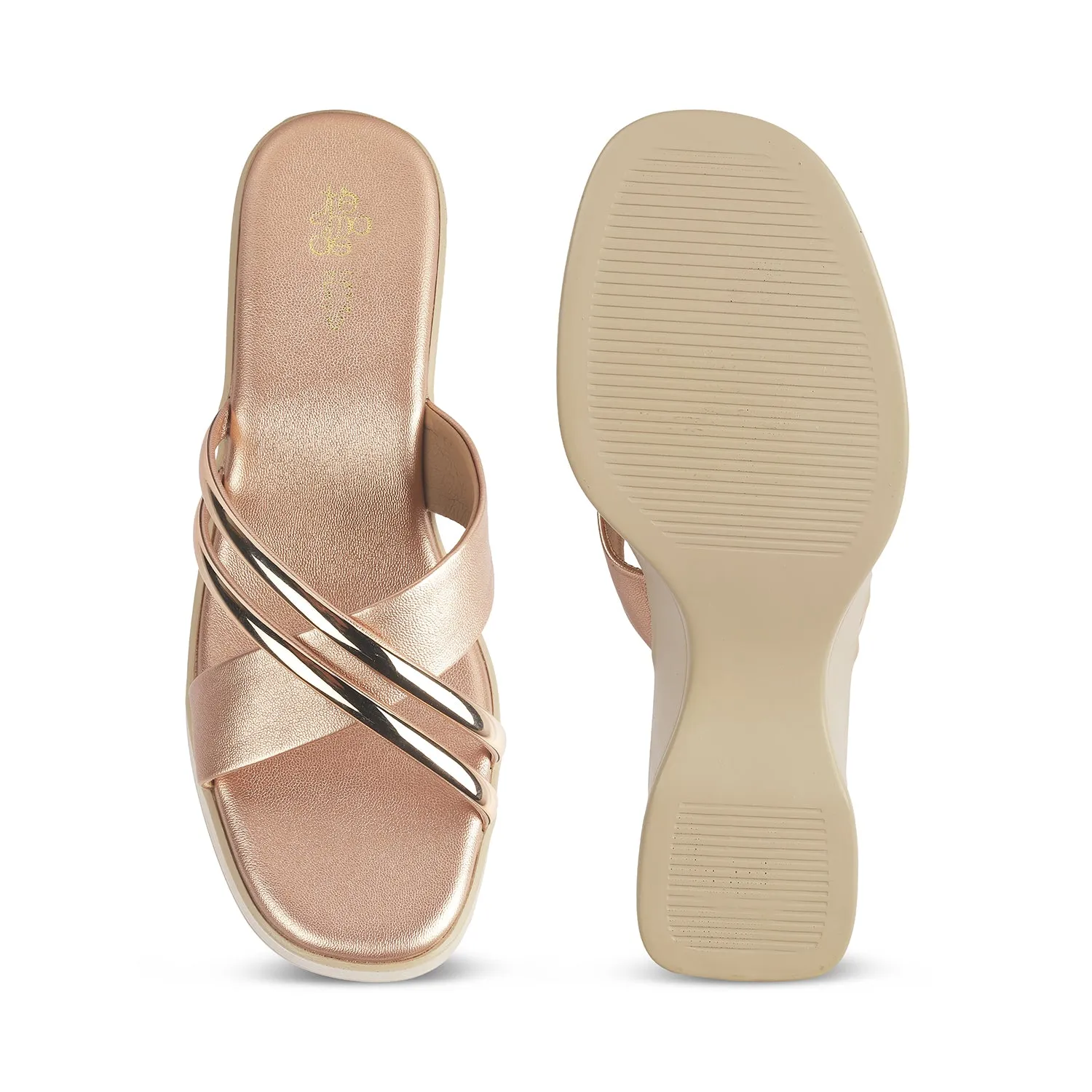 Tresmode Coglam Champagne Women's Dress Wedge Sandals