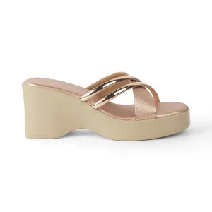 Tresmode Coglam Champagne Women's Dress Wedge Sandals