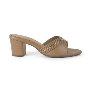 Tresmode Driv Chickoo Women's Dress Block Heel Sandals