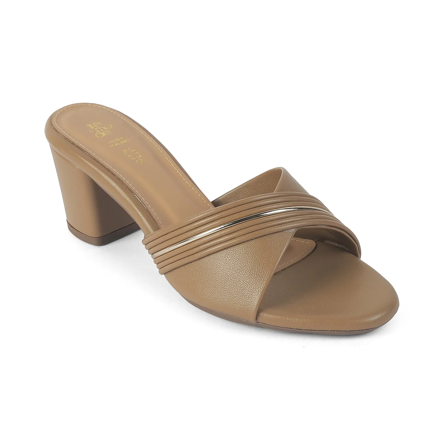 Tresmode Driv Chickoo Women's Dress Block Heel Sandals