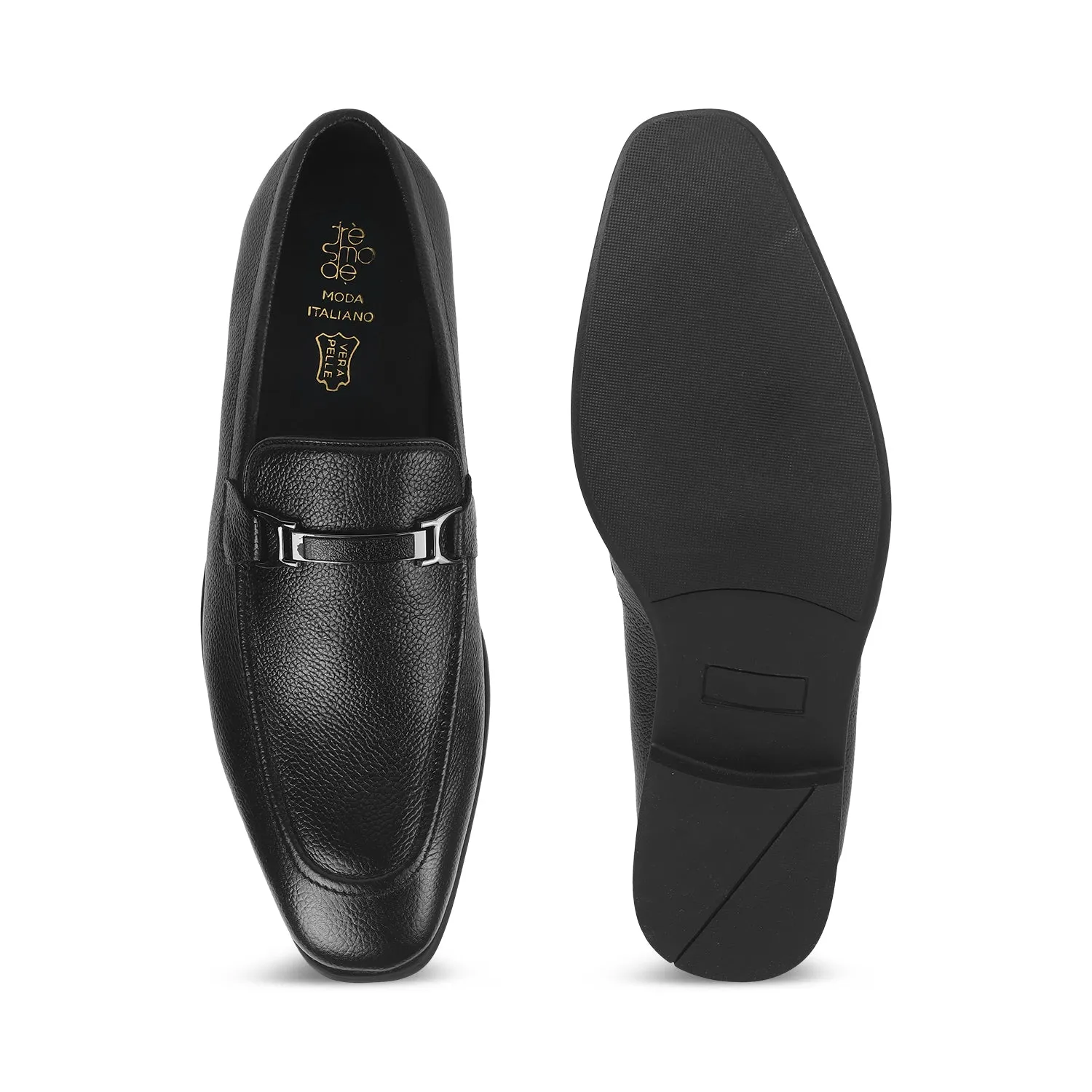 Tresmode Eva Black Men's Leather Loafers