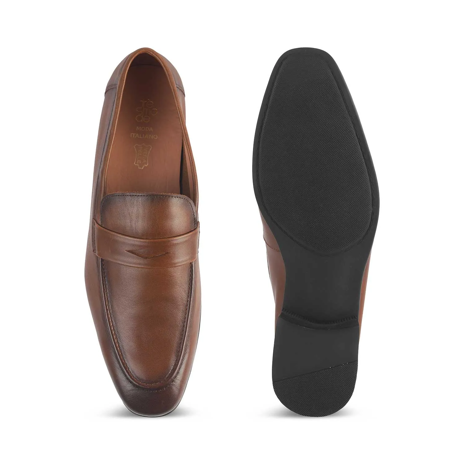 Tresmode Hawk Tan Men's Leather Penny Loafers