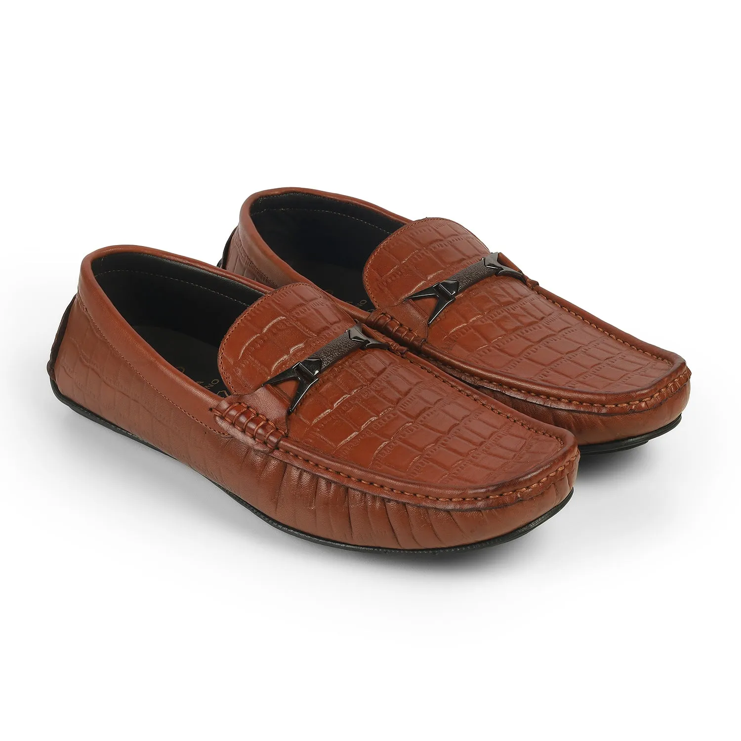 Tresmode Hummer Tan Men's Leather Driving Loafers