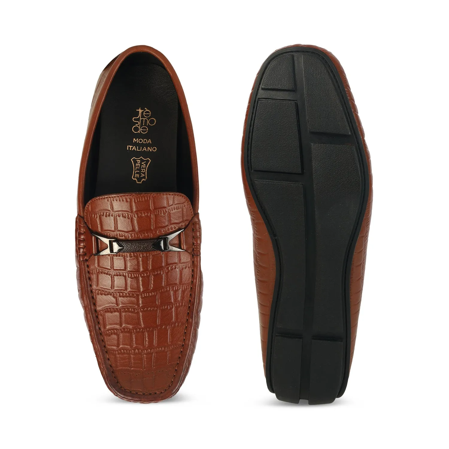 Tresmode Hummer Tan Men's Leather Driving Loafers