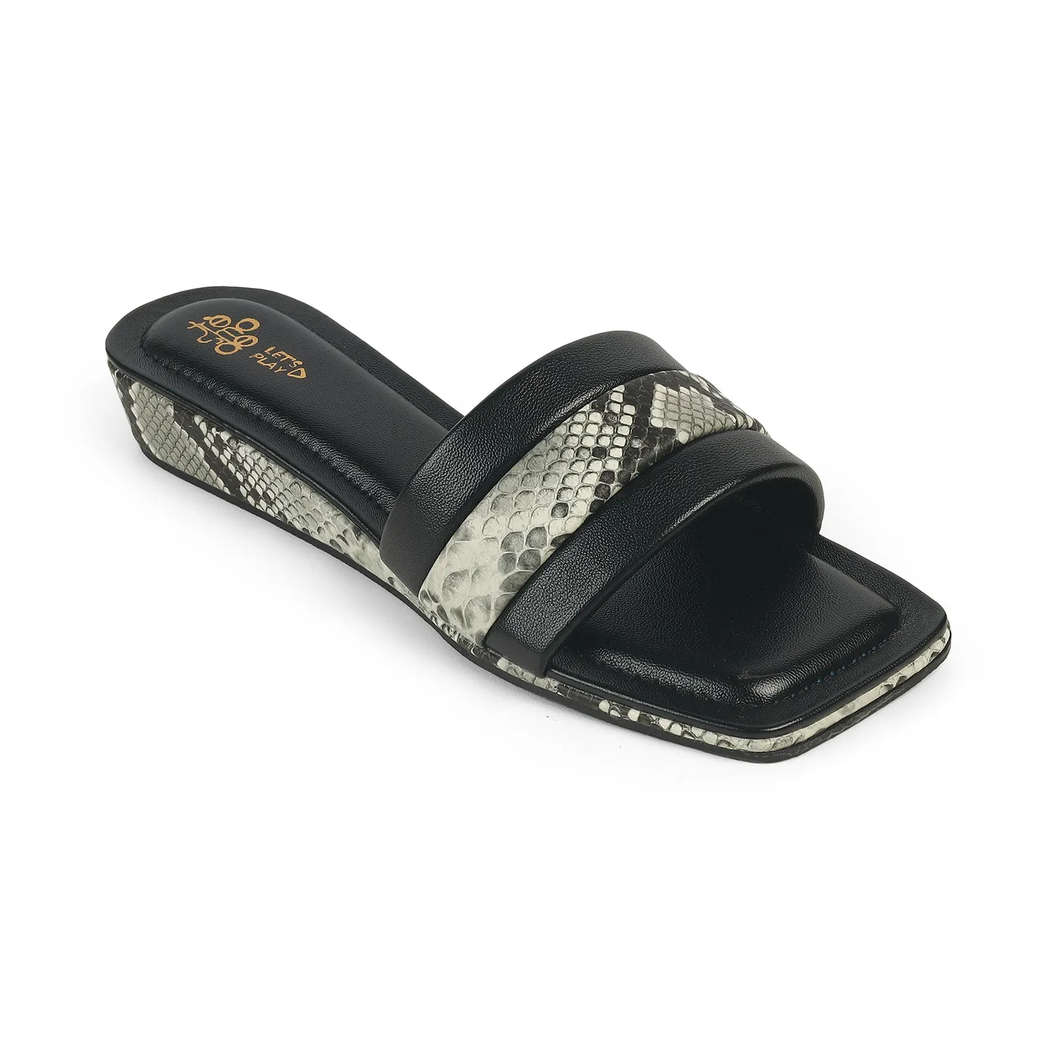 Tresmode Kelo Black Women's Dress Small Wedge Sandals