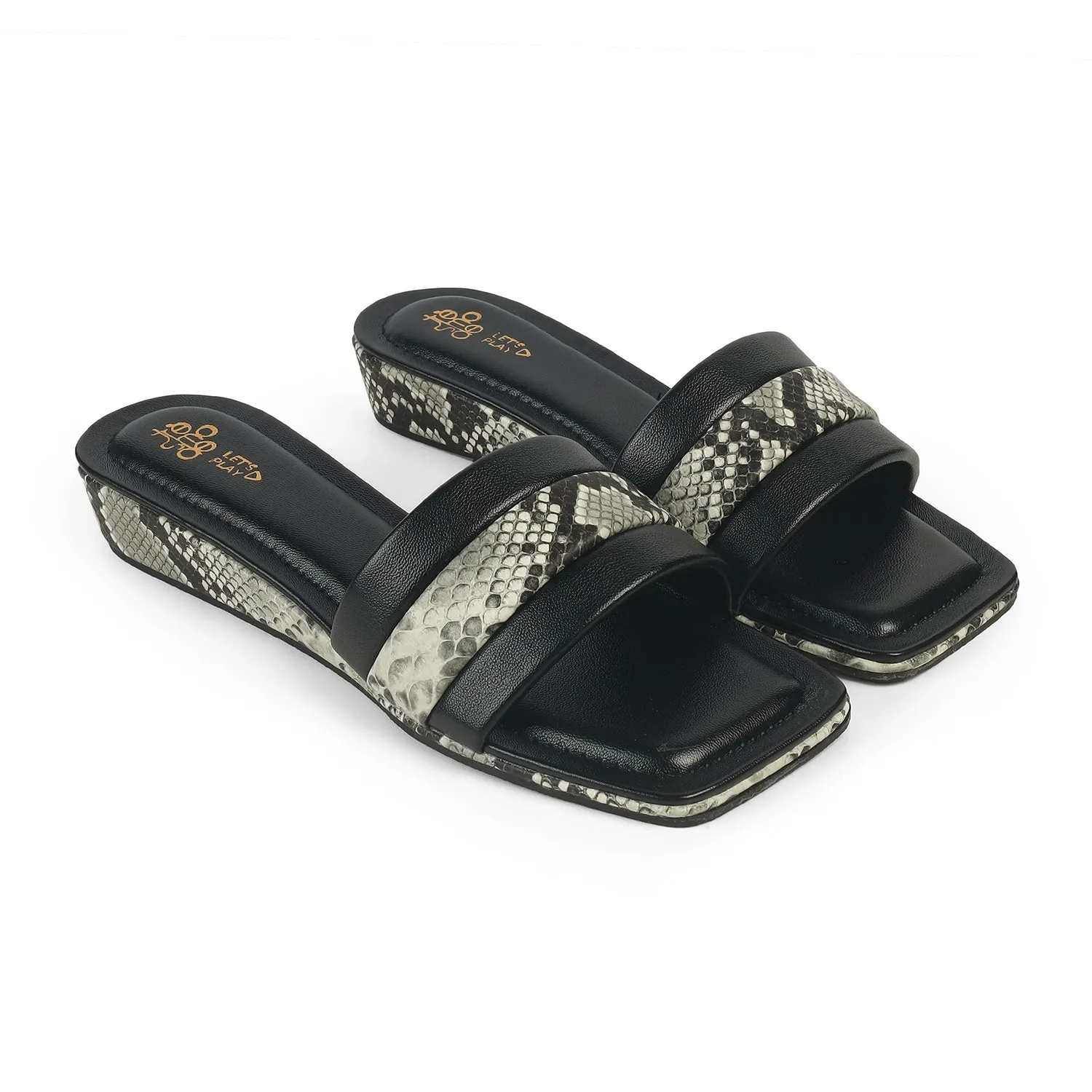 Tresmode Kelo Black Women's Dress Small Wedge Sandals