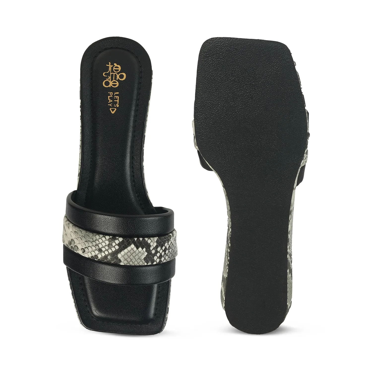 Tresmode Kelo Black Women's Dress Small Wedge Sandals