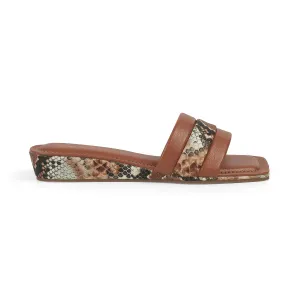 Tresmode Kelo Tan Women's Dress Small Wedge Sandals