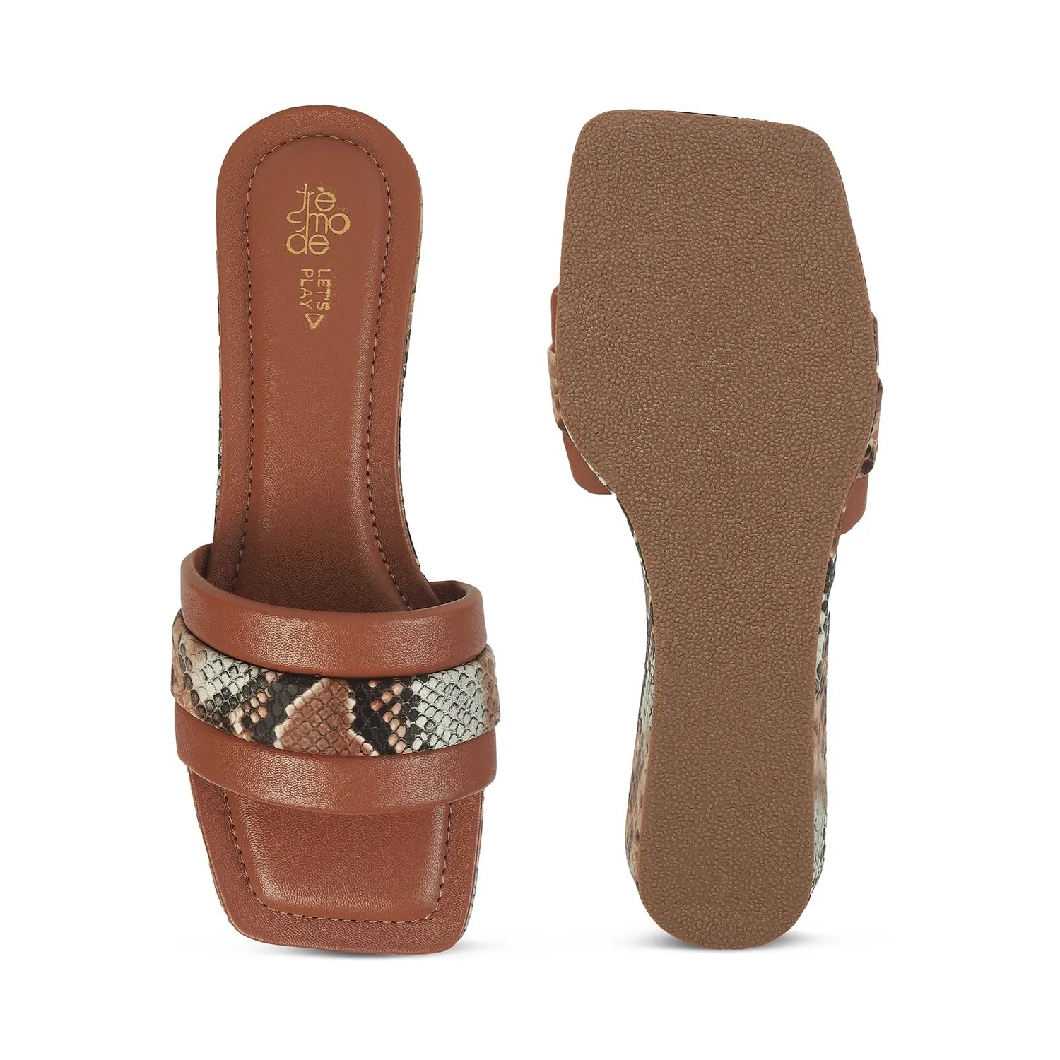 Tresmode Kelo Tan Women's Dress Small Wedge Sandals