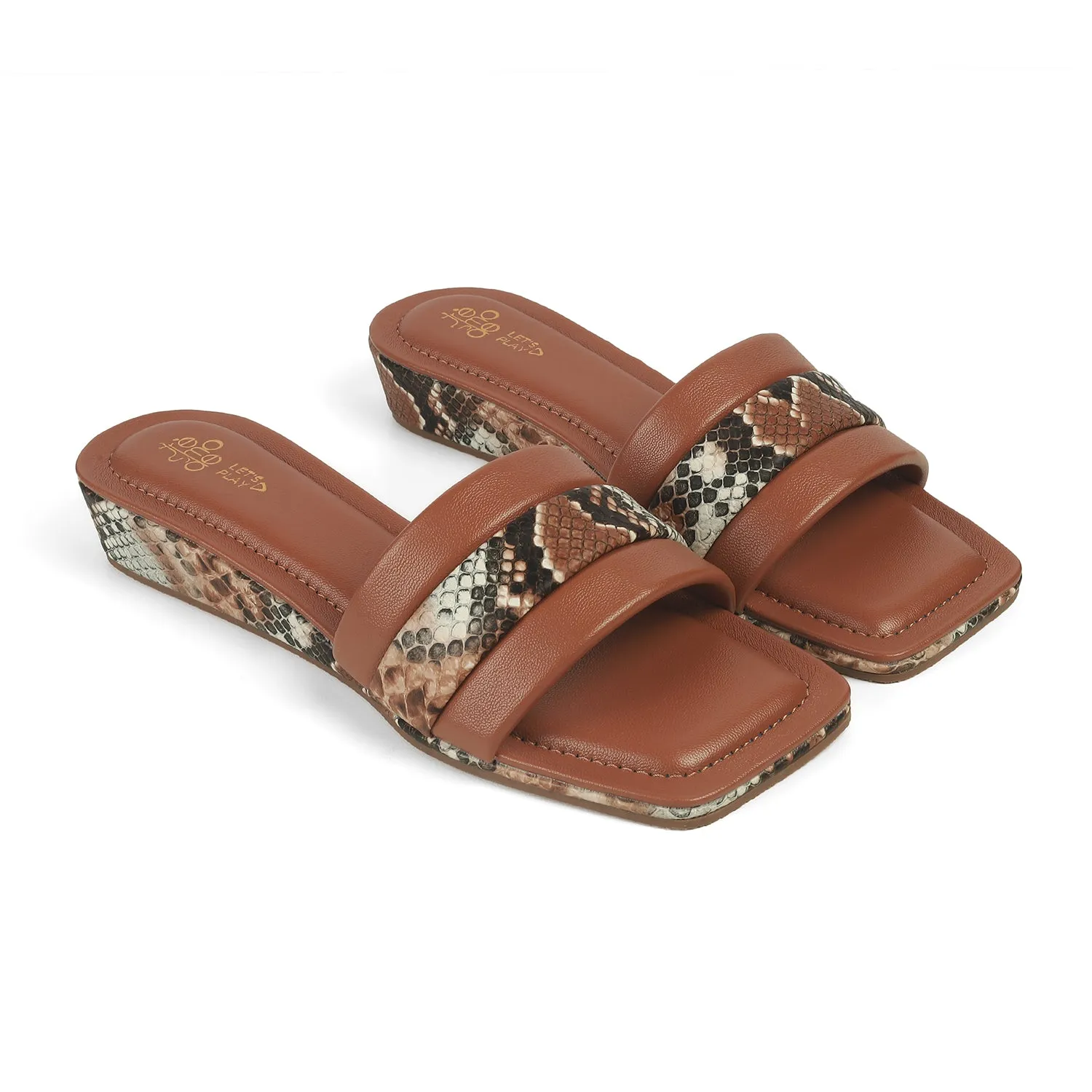 Tresmode Kelo Tan Women's Dress Small Wedge Sandals