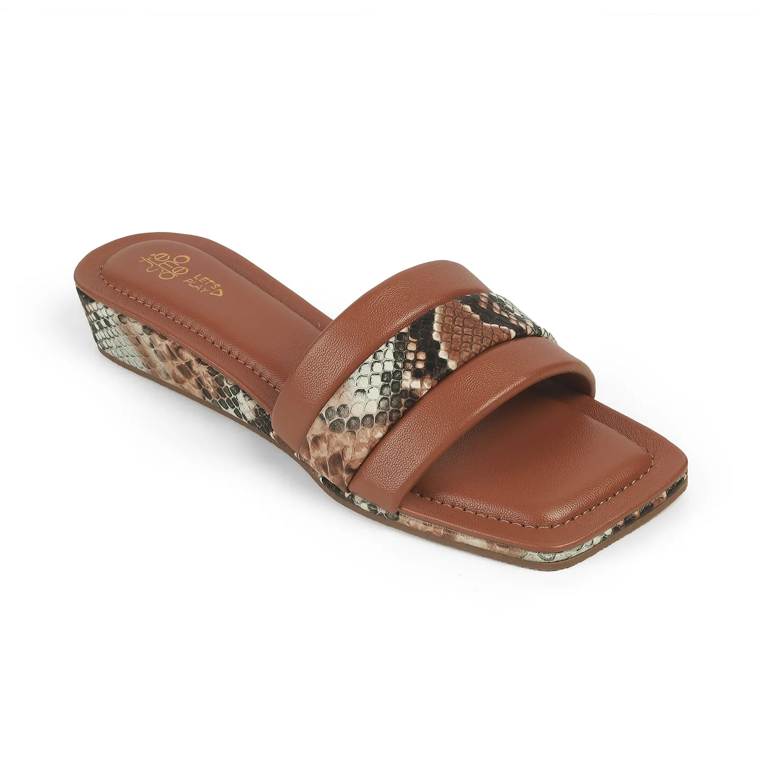 Tresmode Kelo Tan Women's Dress Small Wedge Sandals