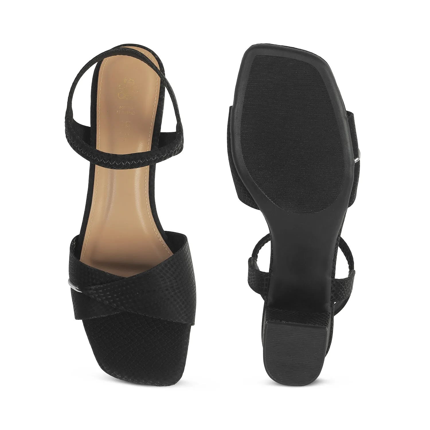 Tresmode Lux Black Women's Dress Block Heel Sandals