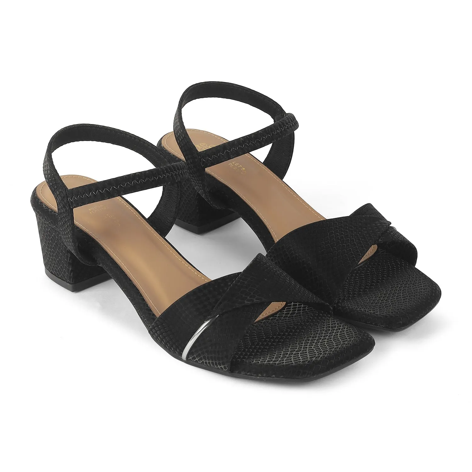 Tresmode Lux Black Women's Dress Block Heel Sandals