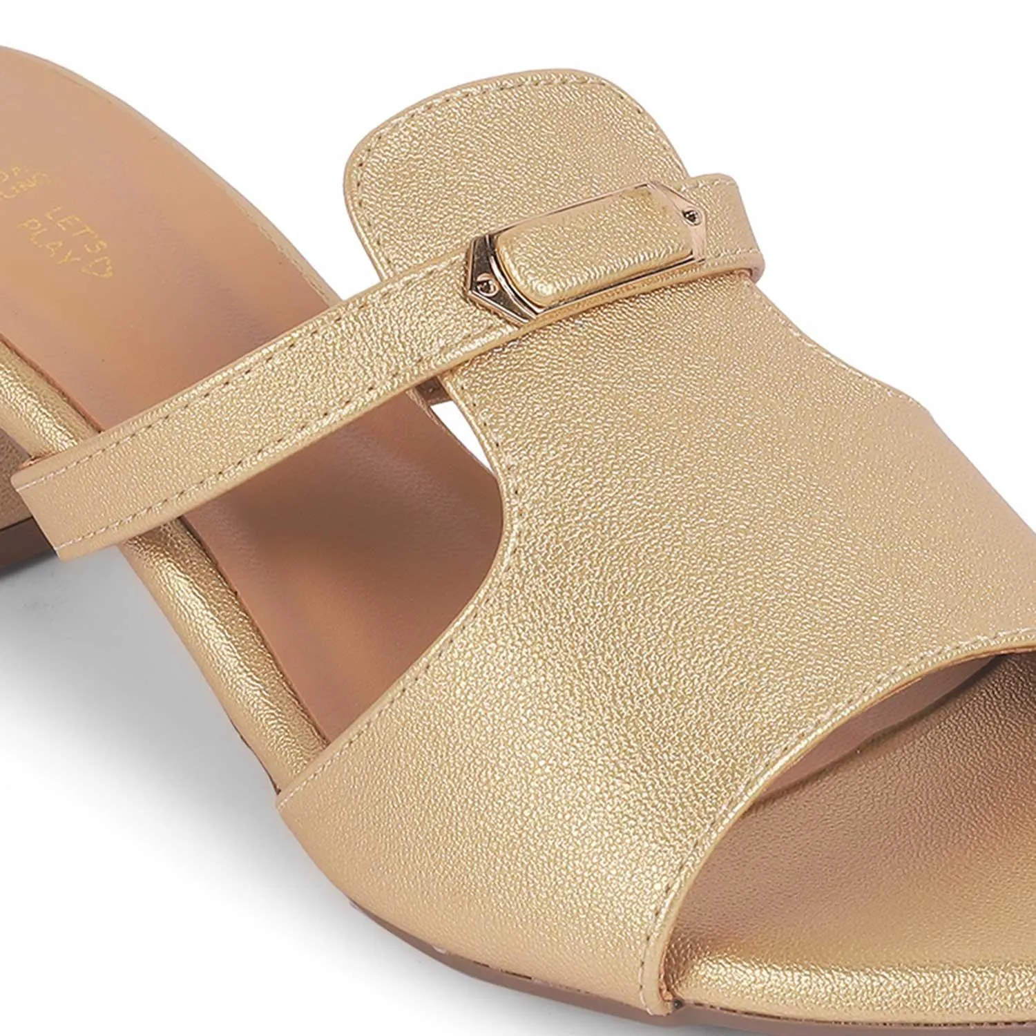 Tresmode Marsh Gold Women's Dress Block Heel Sandals