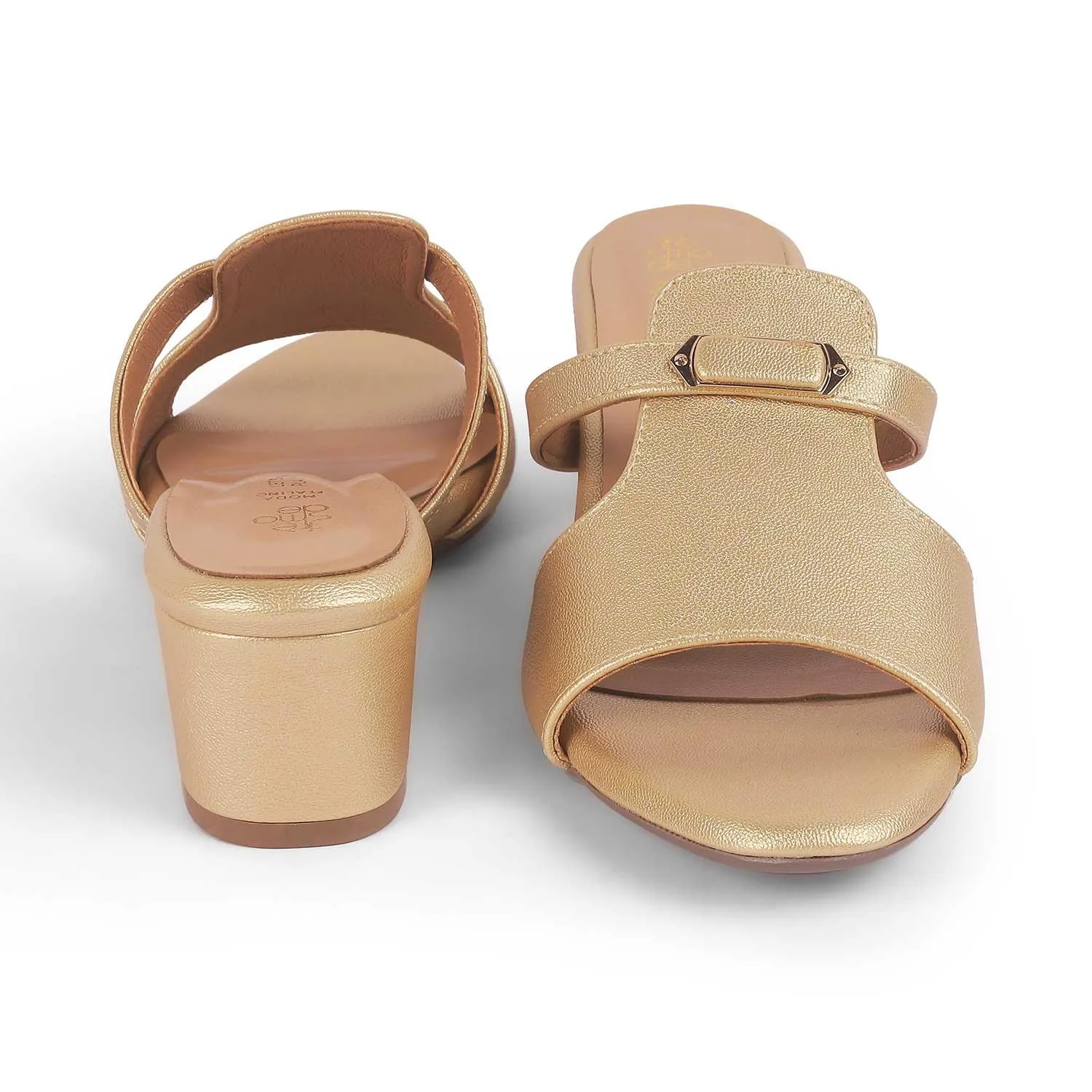 Tresmode Marsh Gold Women's Dress Block Heel Sandals