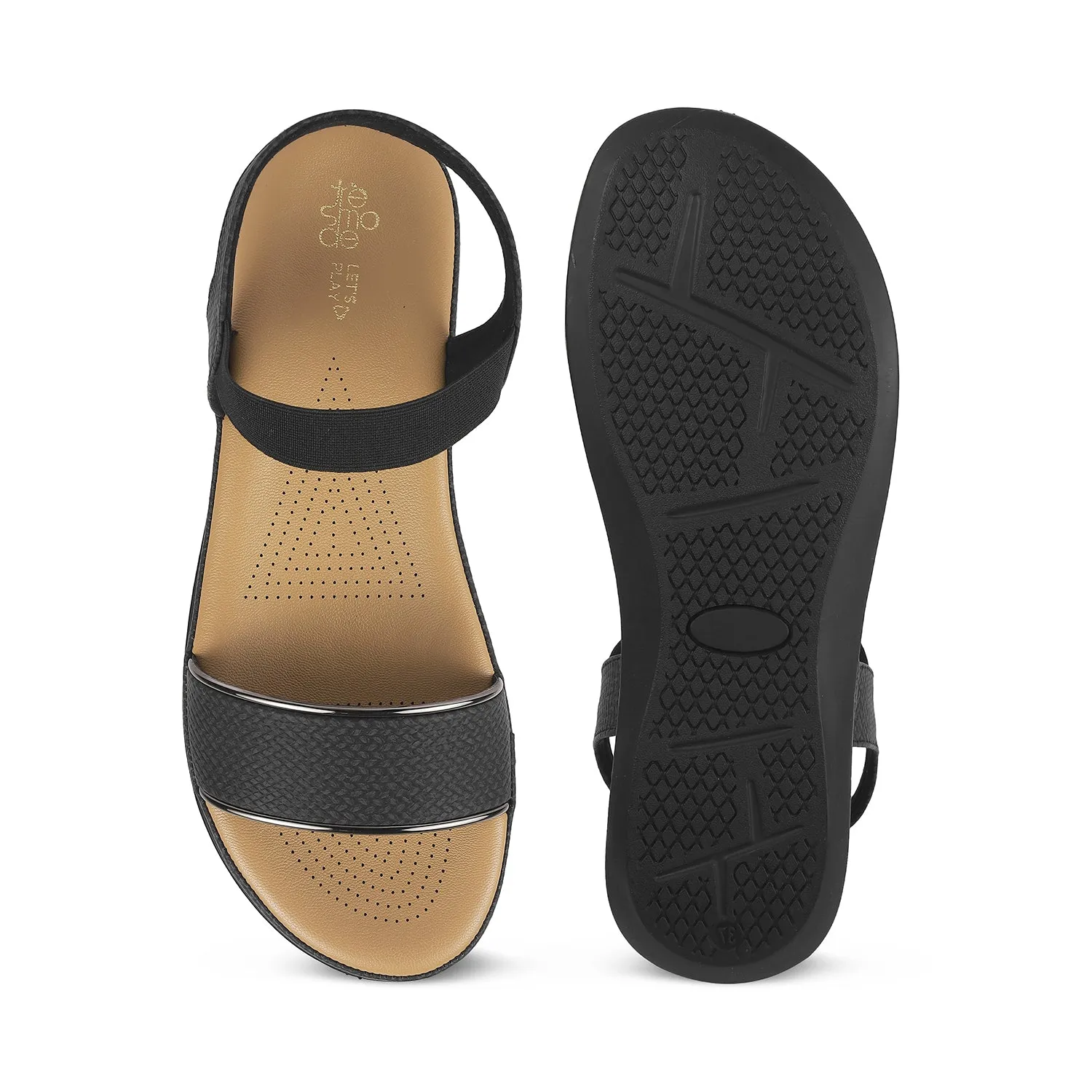 Tresmode Reny Black Women's Casual Platform Flats