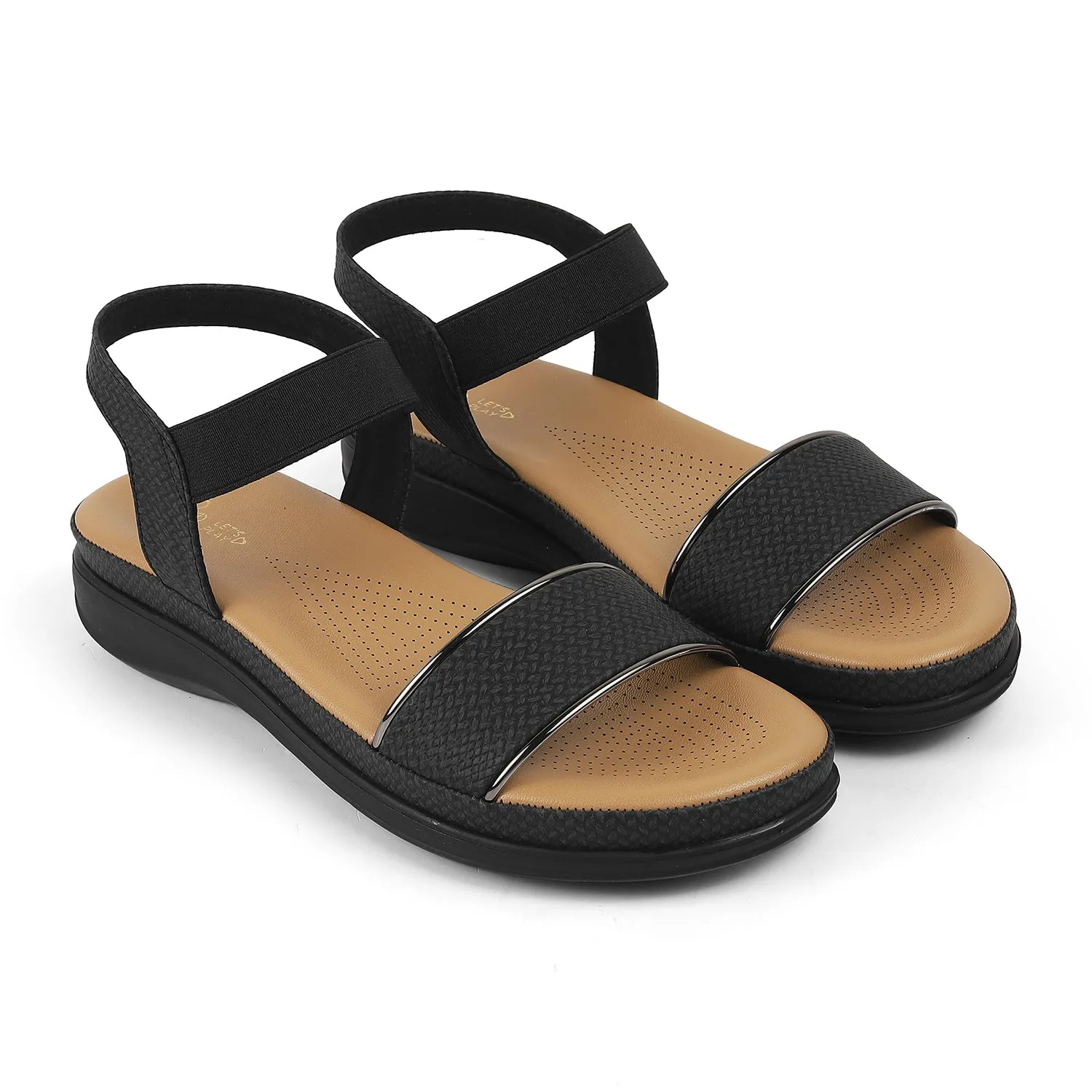 Tresmode Reny Black Women's Casual Platform Flats