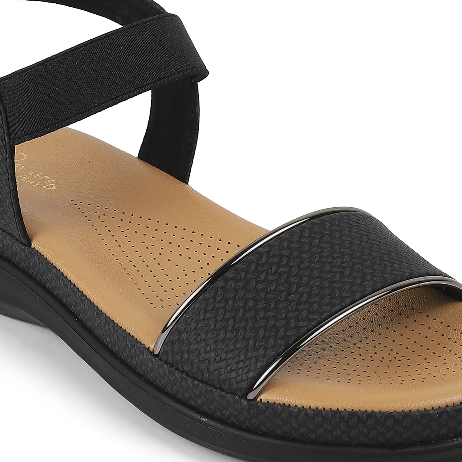 Tresmode Reny Black Women's Casual Platform Flats