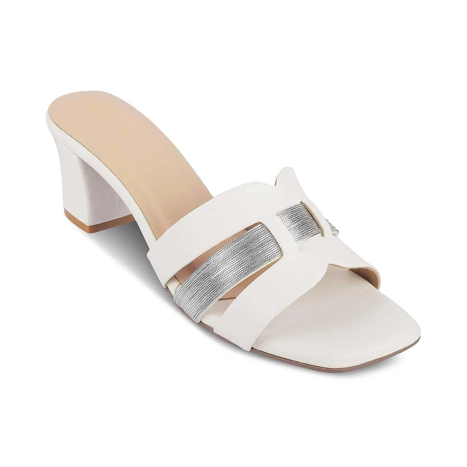 Tresmode Tosilo White Women's Dress Block Heel Sandals