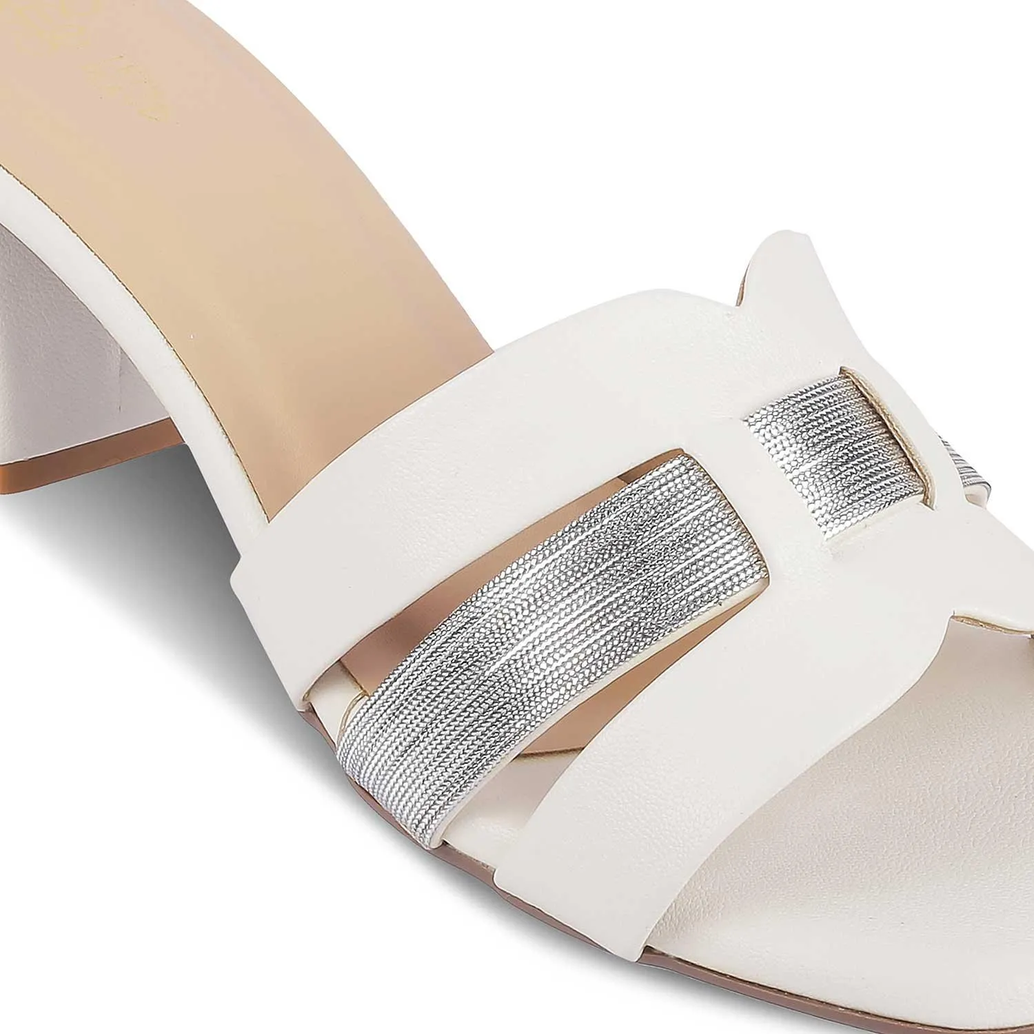 Tresmode Tosilo White Women's Dress Block Heel Sandals