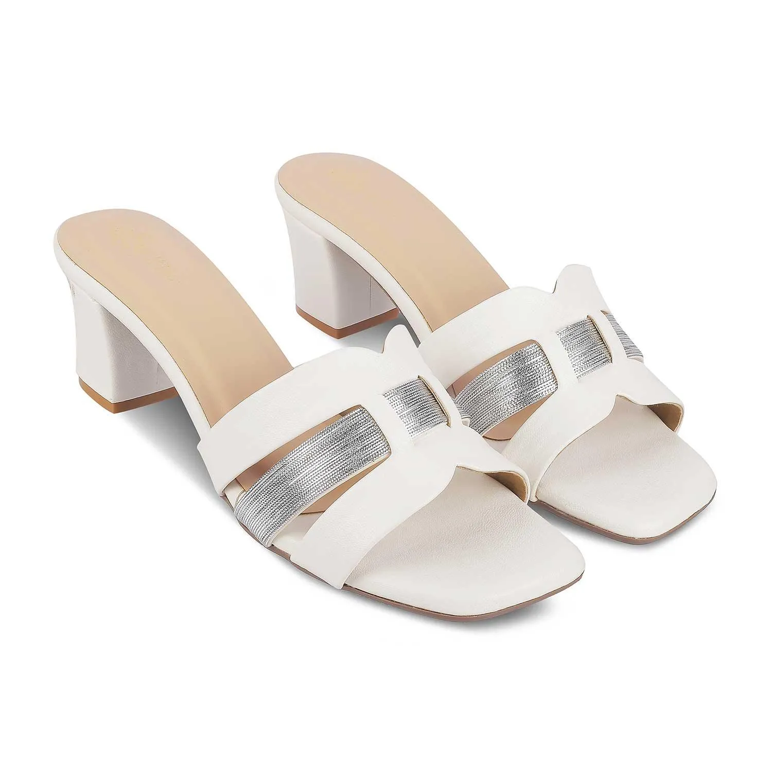 Tresmode Tosilo White Women's Dress Block Heel Sandals