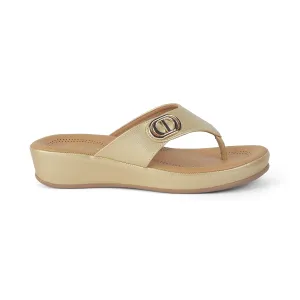 Tresmode Vantaa Gold Women's Dress Platform Flats