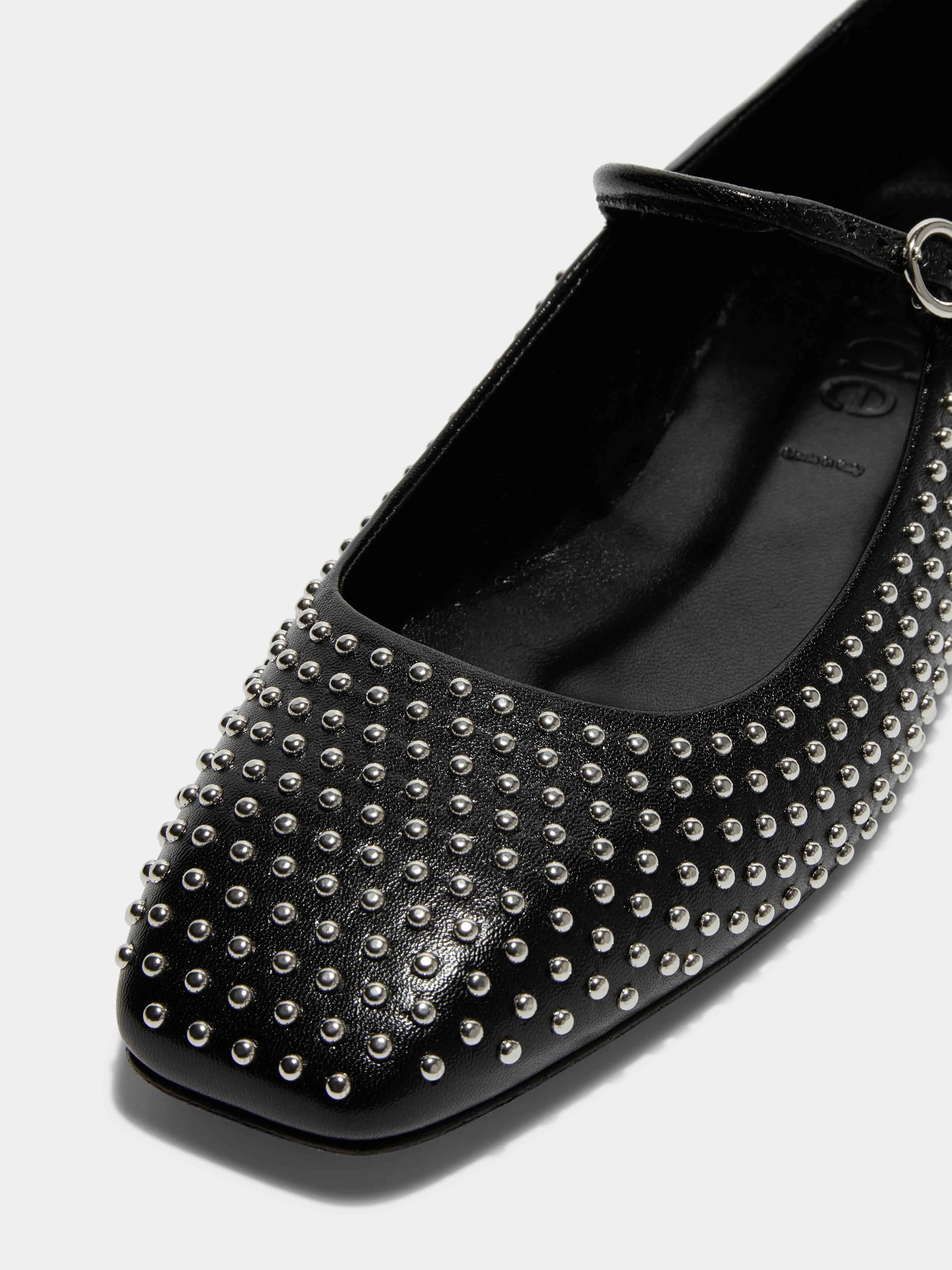 Uma Mini Stud Leather Mary-Jane Flats