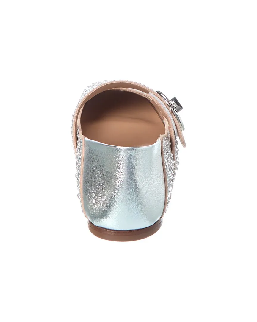 Valentino VLogo Crystals Suede & Leather Flat