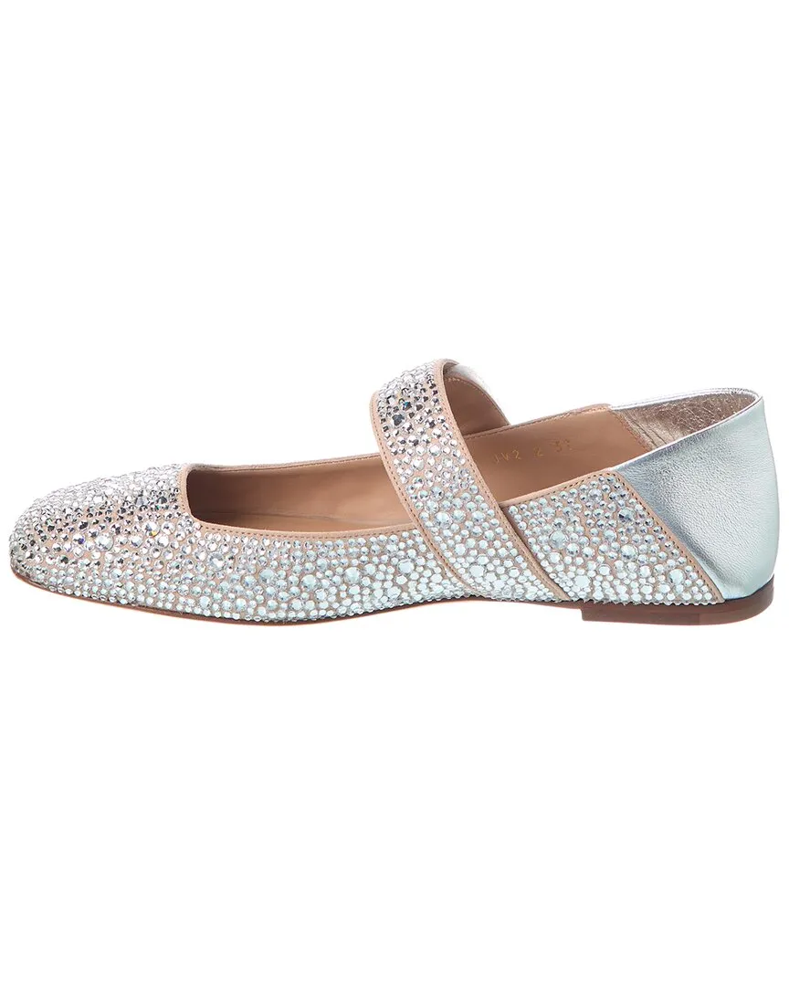 Valentino VLogo Crystals Suede & Leather Flat