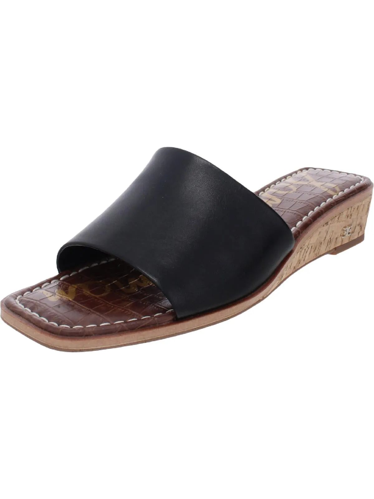 Valery Womens Leather Slip On Wedge Sandals