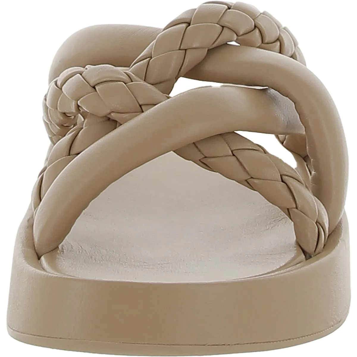 Vanessa Womens Leather Braided Slide Sandals