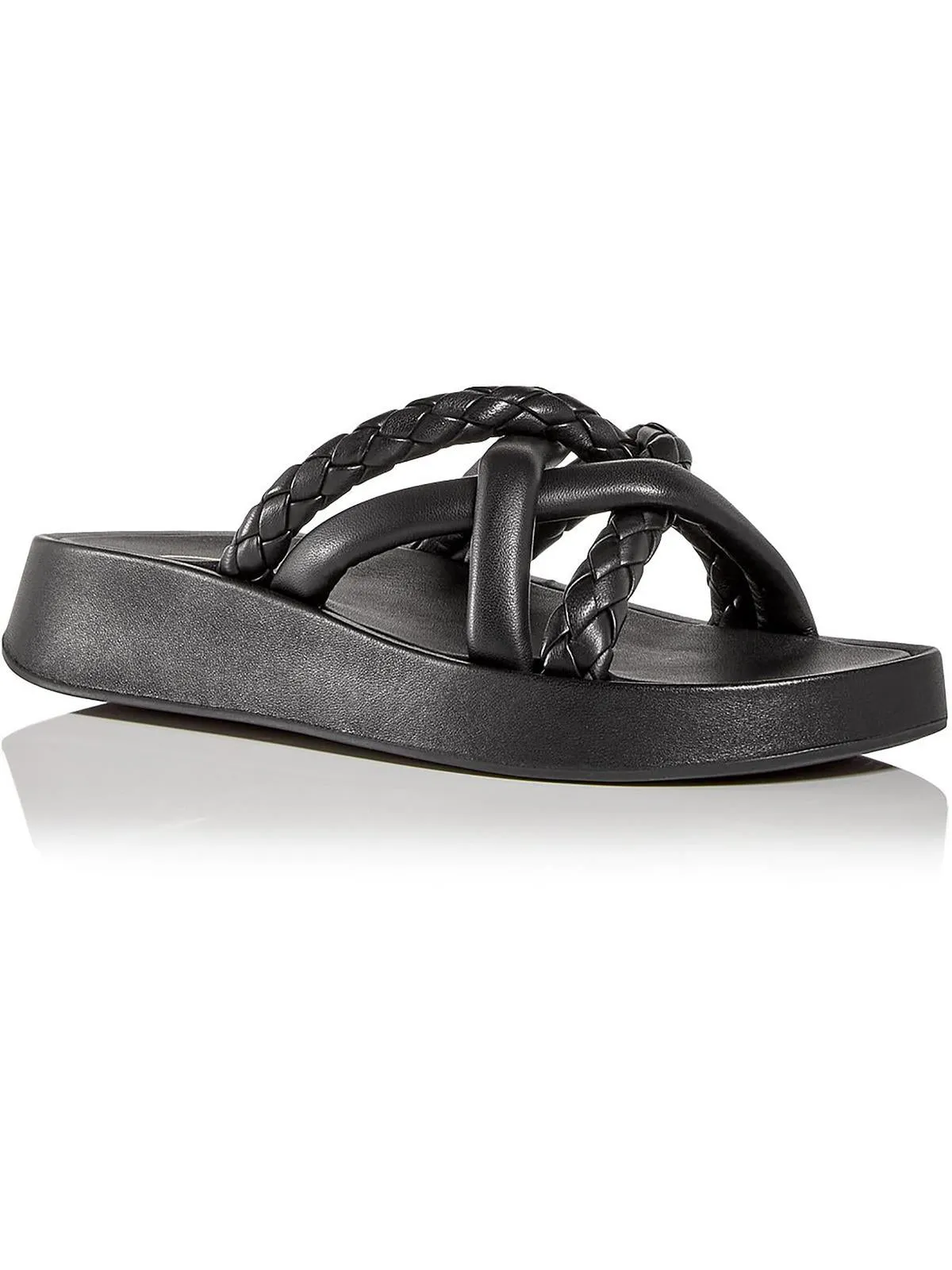 Vanessa Womens Leather Braided Slide Sandals