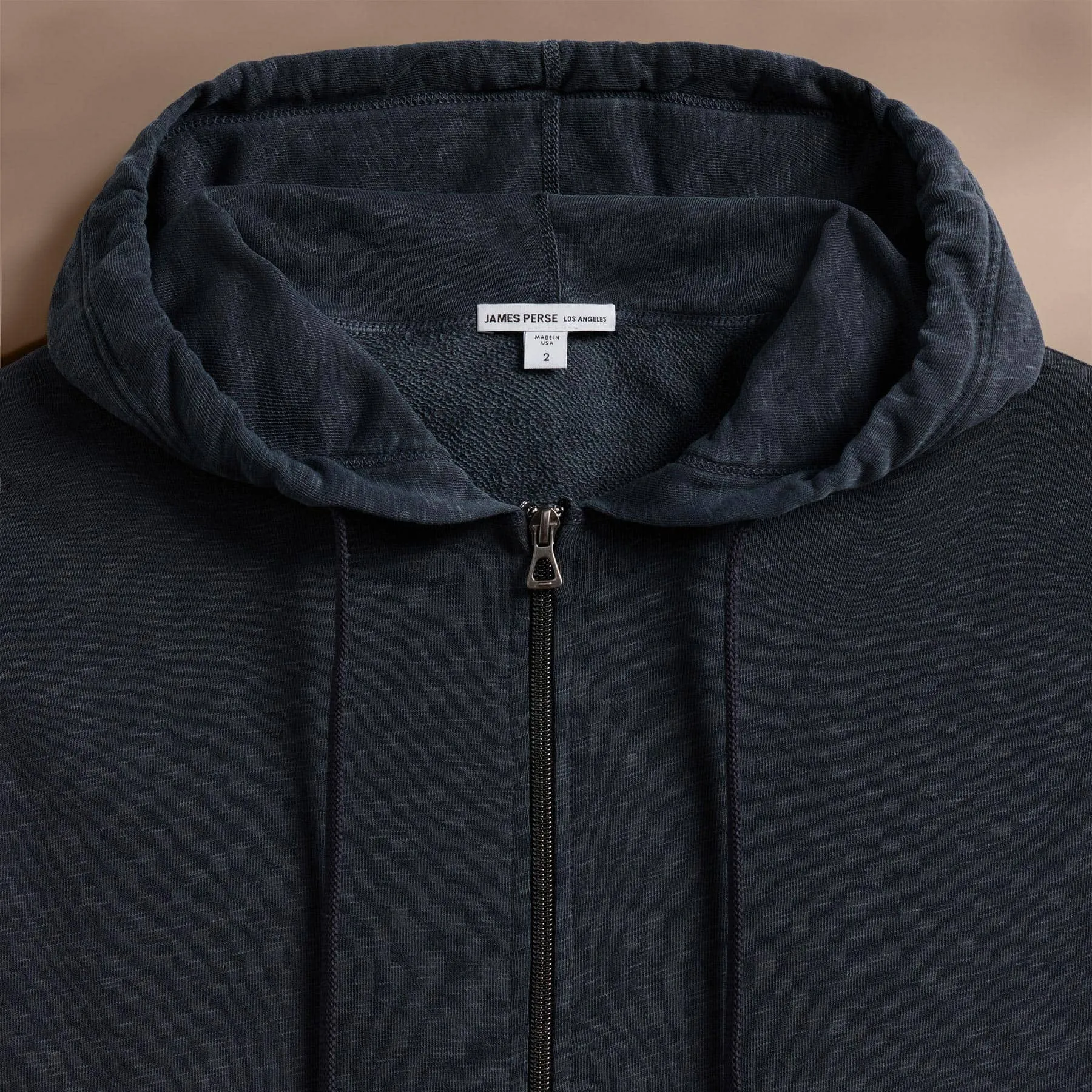 Vintage French Terry Zip Up Hoodie - Blue Noir Pigment
