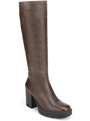 willow Womens Faux Leather Zipper Knee-High Boots