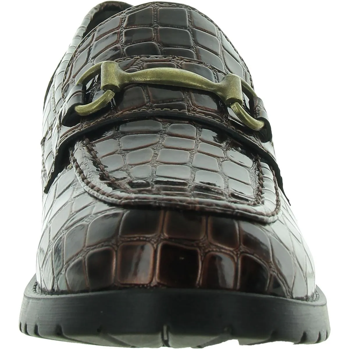Witney Womens Patent Leather Animal Print Loafers