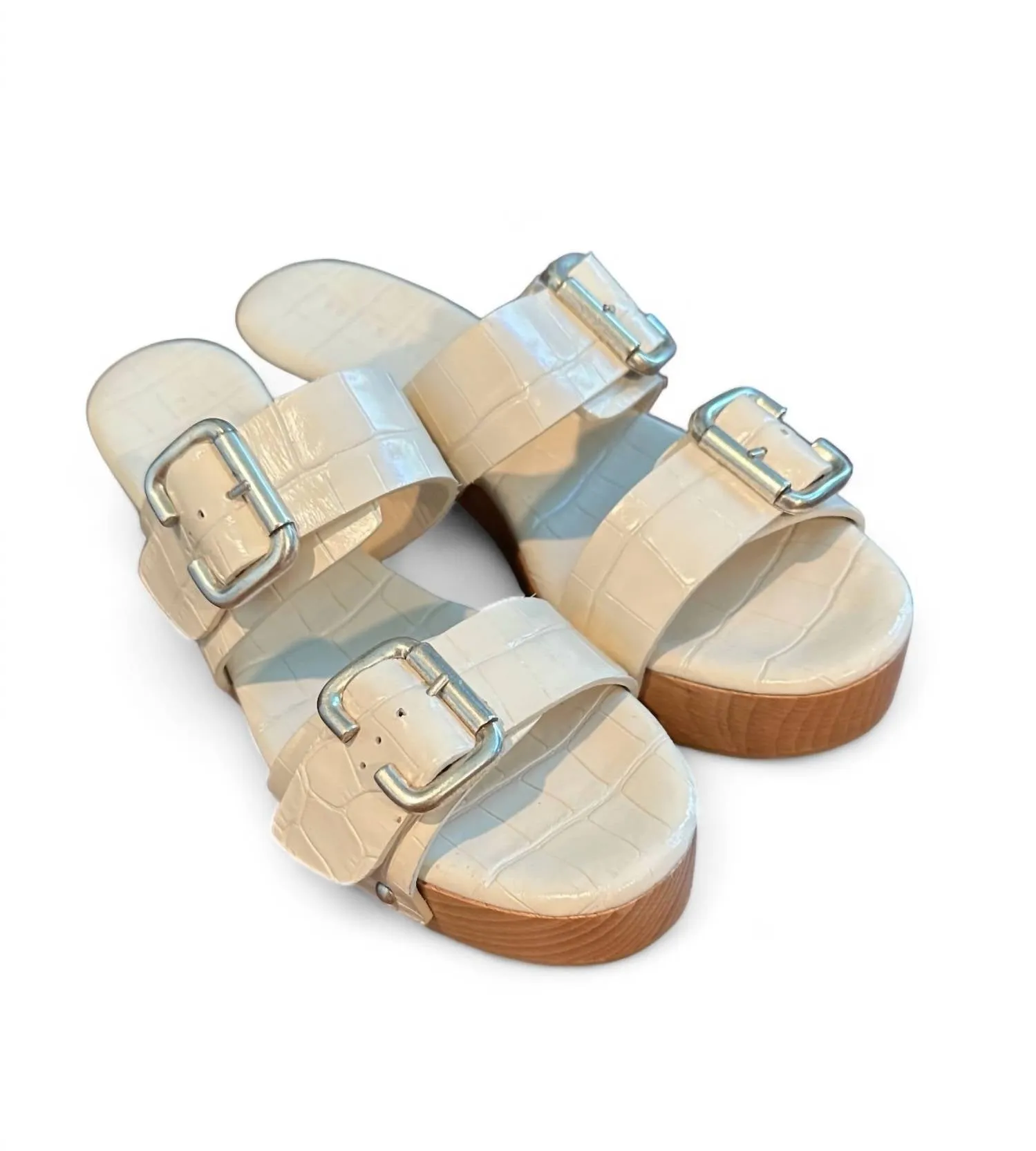 Women's Alek Wooden Strap Clog In Pearl Embossed