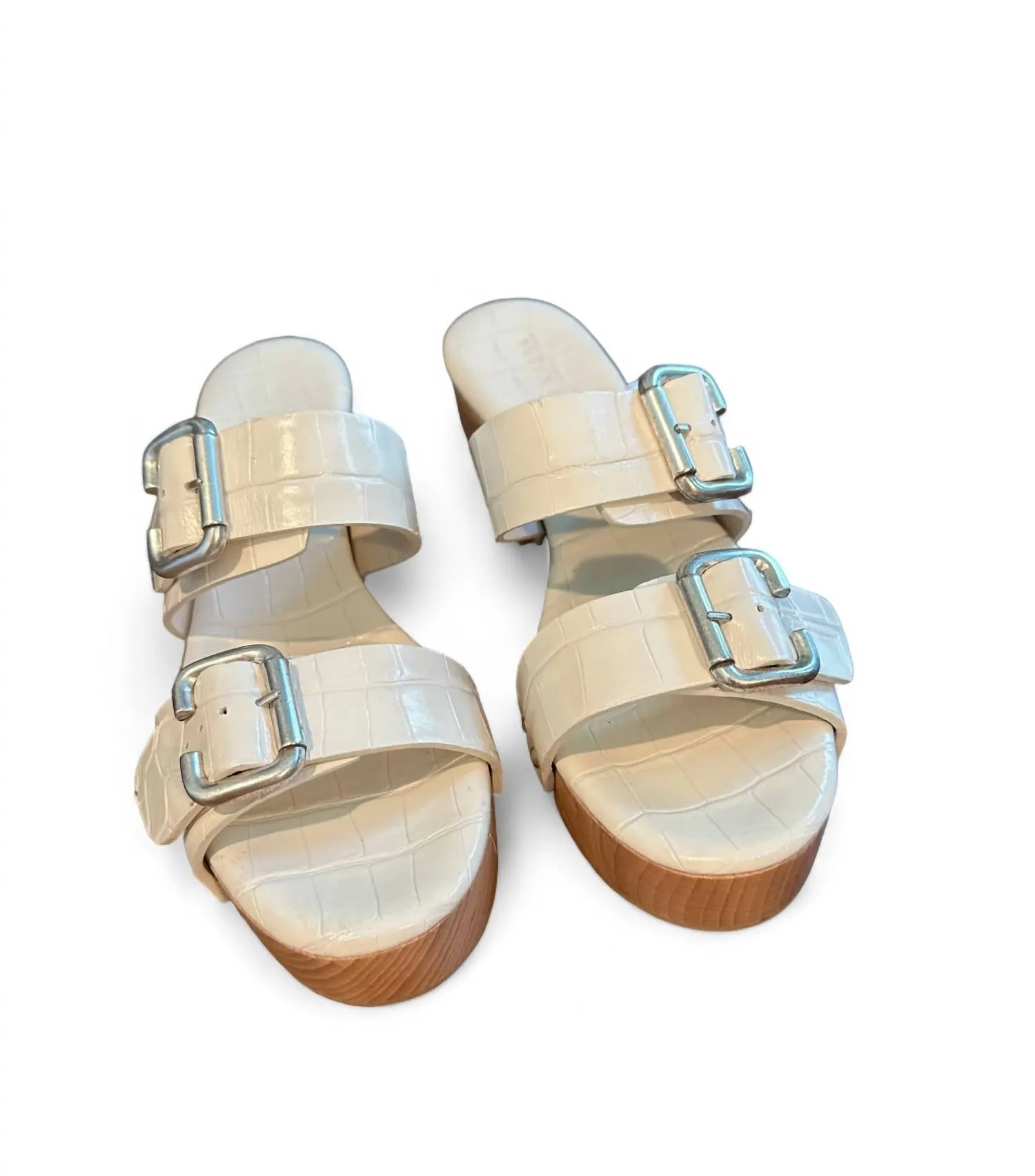 Women's Alek Wooden Strap Clog In Pearl Embossed
