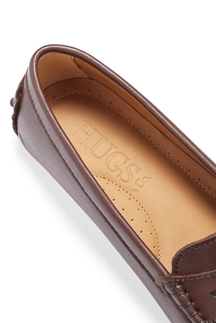 Women's Brown Leather Penny Driving Loafers