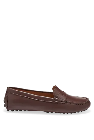 Women's Brown Leather Penny Driving Loafers