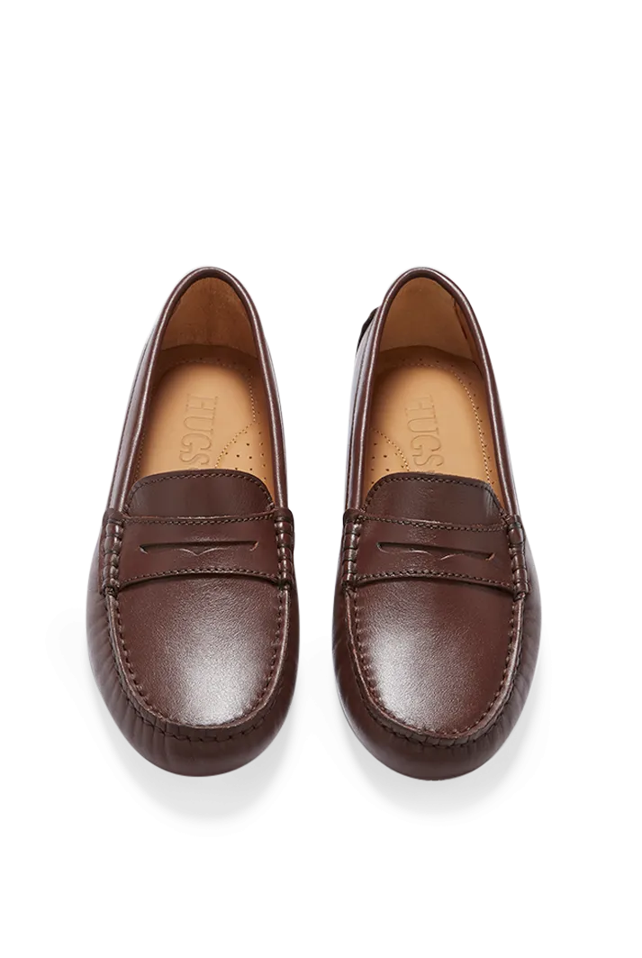 Women's Brown Leather Penny Driving Loafers