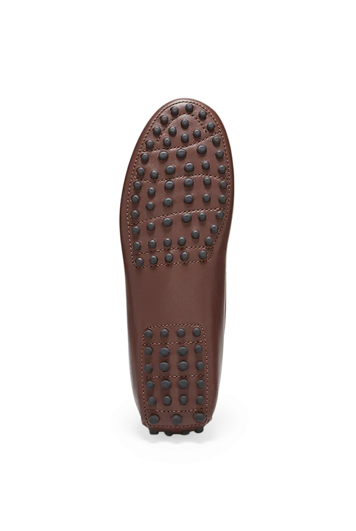 Women's Brown Leather Penny Driving Loafers