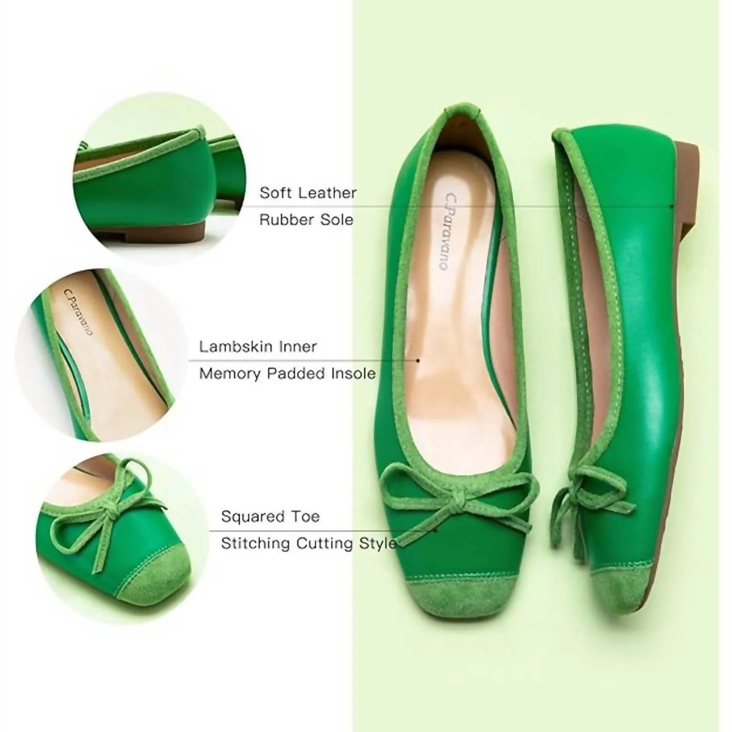 Women's Elena Cap-Toe Ballet Flats In Green