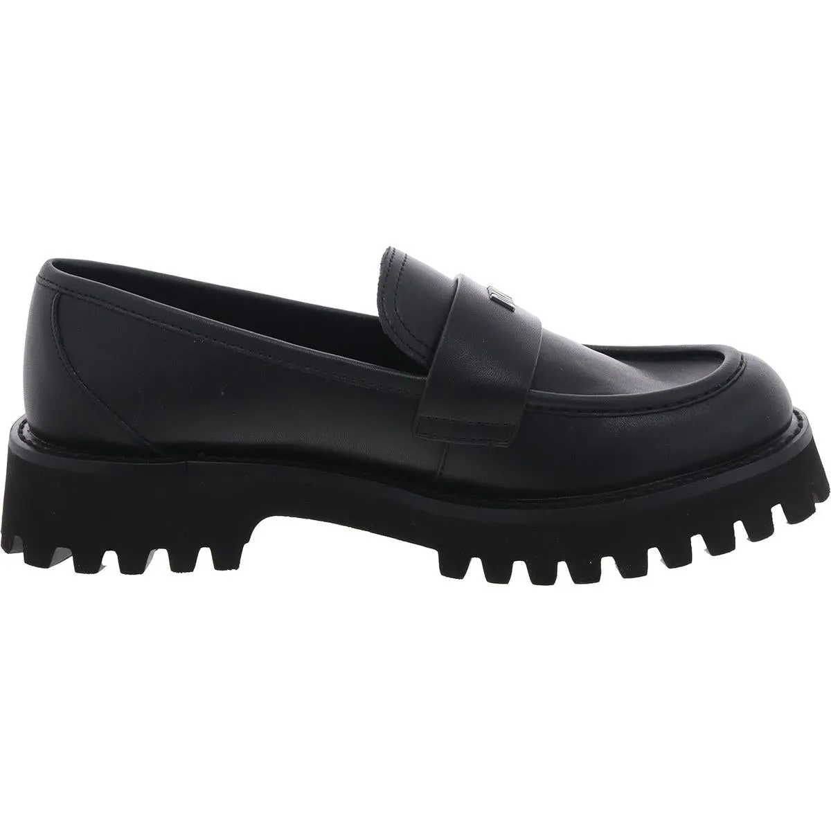 Womens Logo Leather Loafers