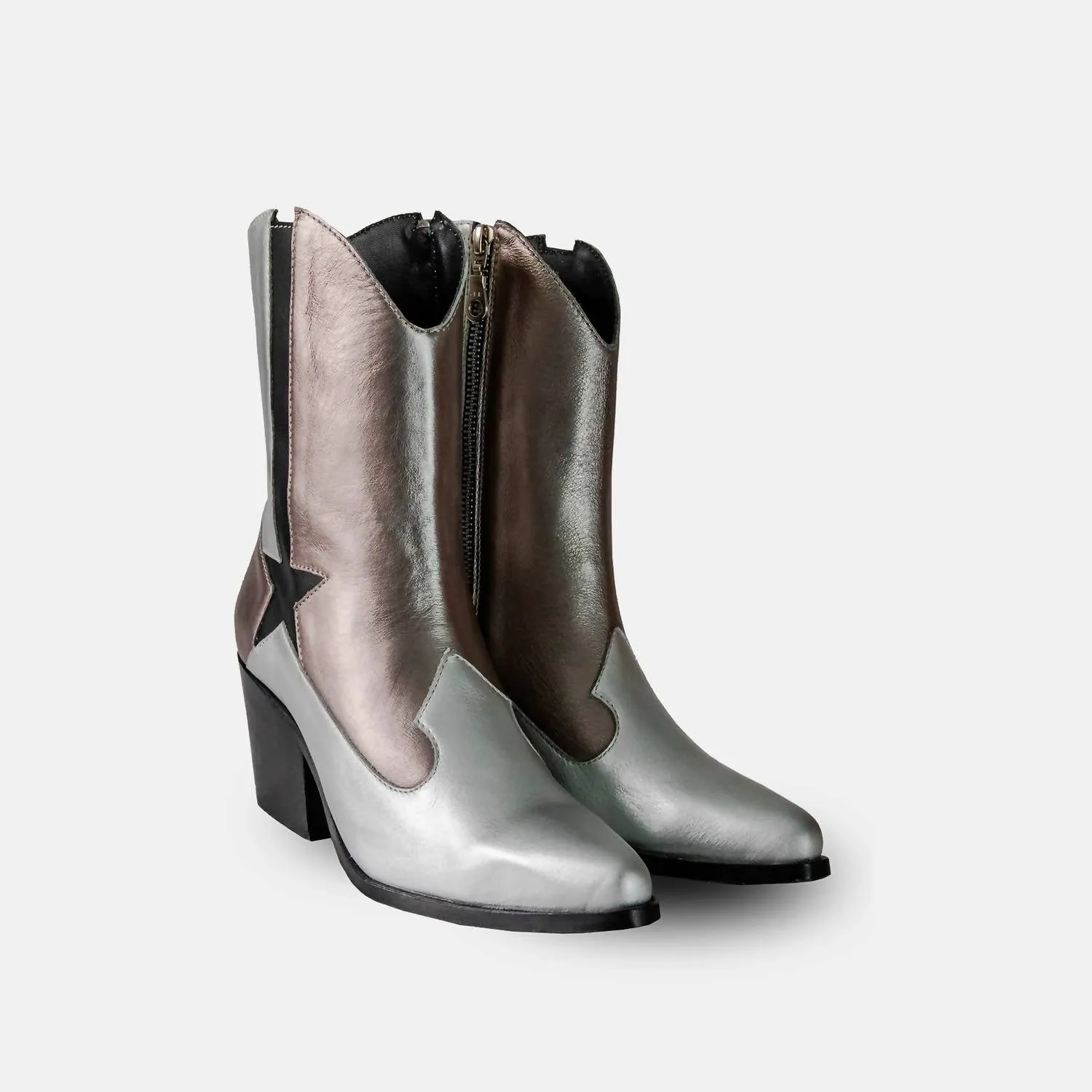 Women's Metallic Premium Leather Stella Boots In Silver