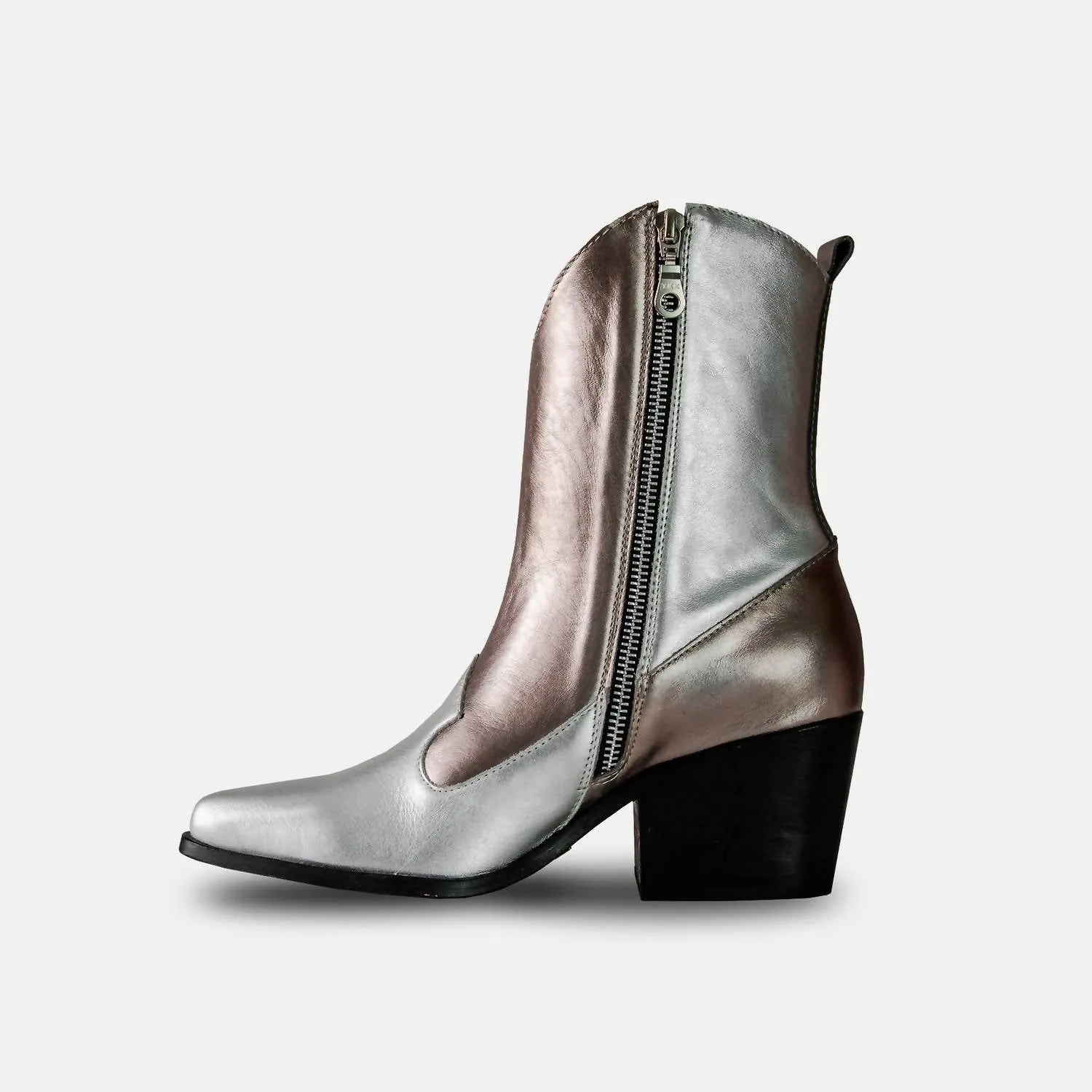 Women's Metallic Premium Leather Stella Boots In Silver